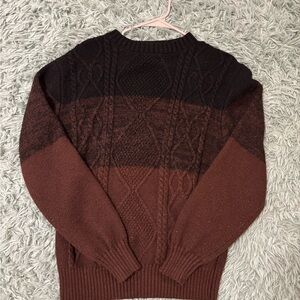 Brown and Black Cable Knit Sweater